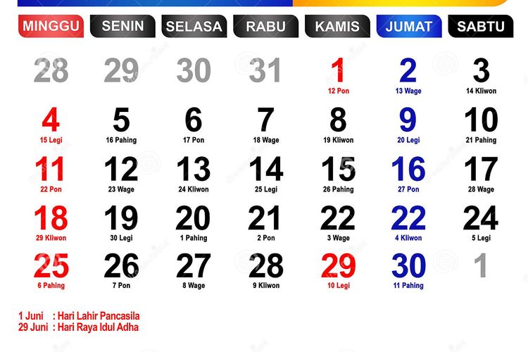 Daftar Libur Nasional, Cuti Bersama, dan Libur Sekolah Juni 2023