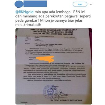 Tangkapan layar penipuan mengatasnamakan LP5N