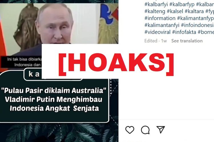 Hoaks, Putin minta Indonesia angkat senjata melawan Australia
