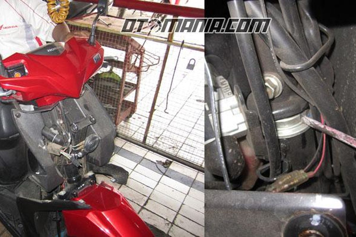 Setang sepeda motor yang sedang disetel, agar bisa nyaman digunakan.