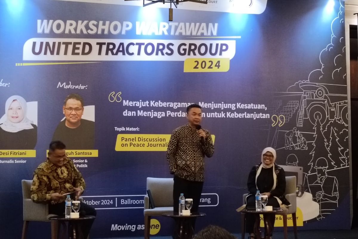 Workshop Jurnalisme Damai oleh United Tractors Group di Hotel Tentrem, Semarang, Jawa Tengah, Selasa (22/10/2024)