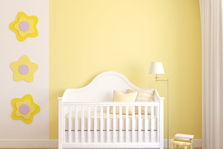 Ilustrasi kamar bayi dengan warna cat kuning