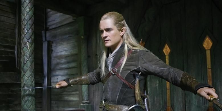 Orlando Bloom beraksi sebagai Legolas dalam film  The Hobbit: The Desolation of Smaug (2013) 