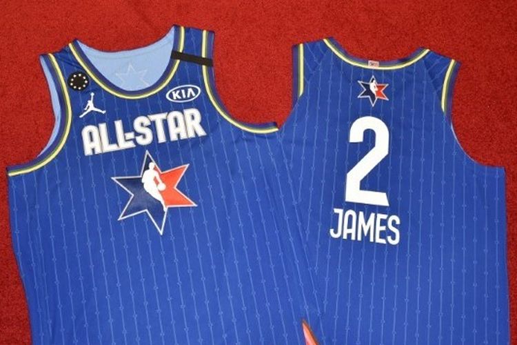 Jersey yang akan digunakan oleh LeBron James pada pertandingan NBA All-Star 2020 di United Center, Chicago, Minggu (16/2/2020) malam waktu setempat.