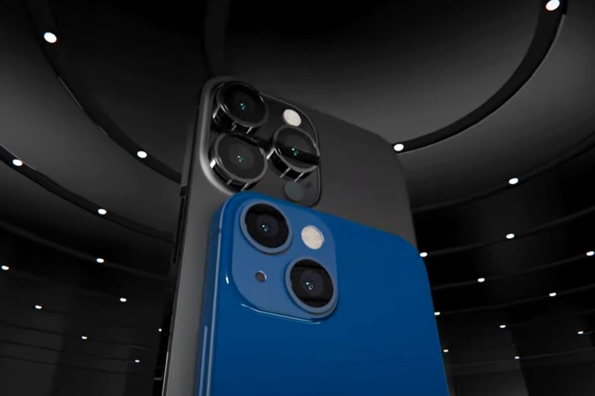 Bocoran desain iPhone 13 Pro Max (hitam) dan iPhone 13 Mini (biru).