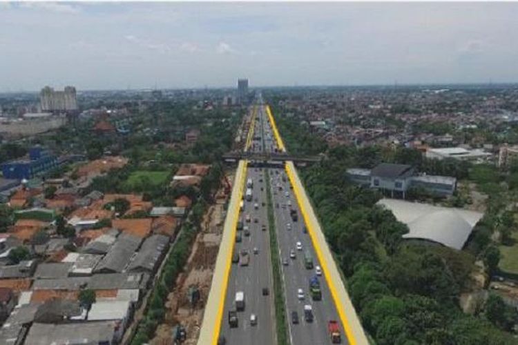 Rencana pelebaran jalan di Tol Jakarta Cikampek dalam rangka pembangunan Jakarta-Cikampek II (Elevated).