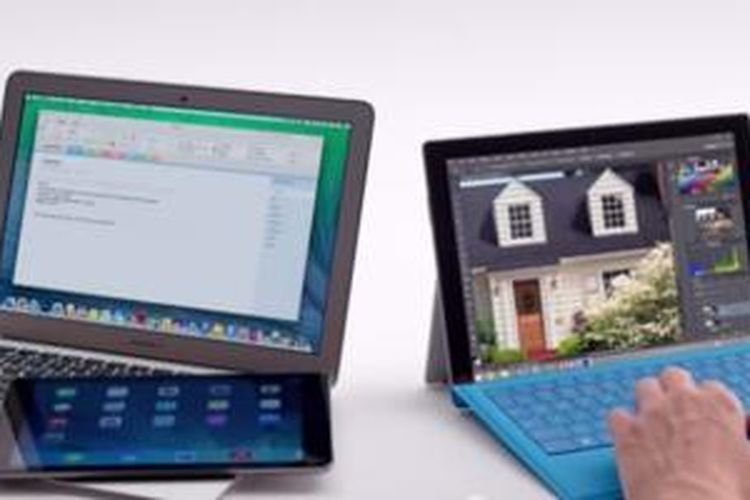 Potongan adegan iklan Surface Pro 3 yang mengejek MacBook Air