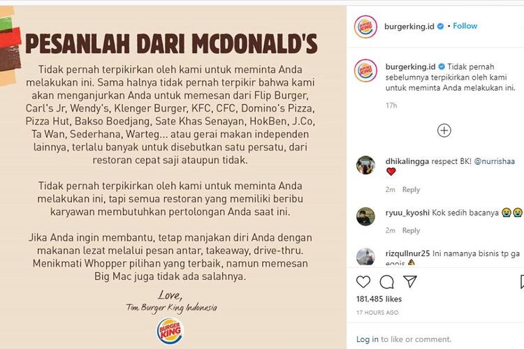 Screenshot Instagram Burger King