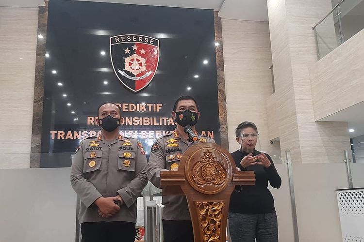 Kepala Bagian Penerangan Umum Divisi Humas Polri Kombes Pol Ahmad Ramadhan di Bareskrim Polri, Jakarta, Kamis (21/10/2021).