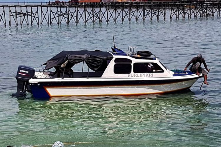 (Foto Octavianto) Speedboat SB Purli yang memuat 10 penumpang dari Kota tarakan menuju Pulau Derawan ditemukan selamat. Speedboat  SB Purli dilaporkan hilang dikarenakan kehabisan BBM di tengah perjalanan. 