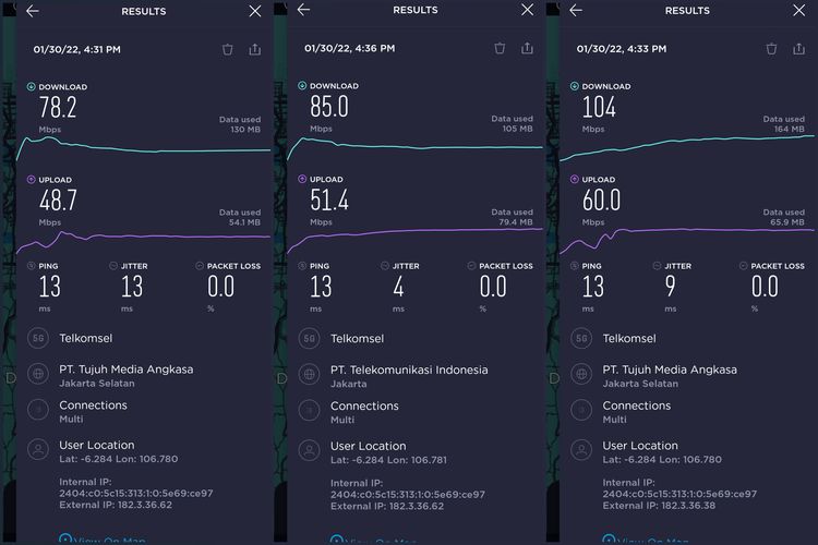 Ilustrasi hasil download 5G di Xiaomi 11T.