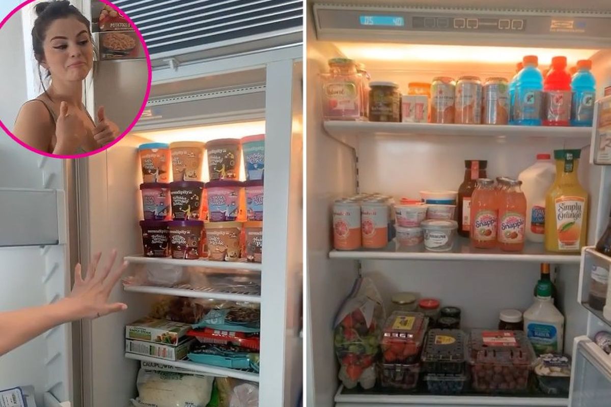 Selena Gomez memperlihatkan isi kulkas dan freezer di rumahnya.