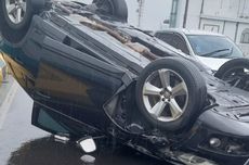 Mobil Audi Terbalik di JLNT Antasari, Diduga karena Jalan Licin