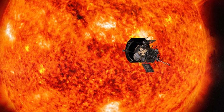 Ilustrasi satelit luar angkasa Parker Solar Probe Nasa yang mendekati Matahari.