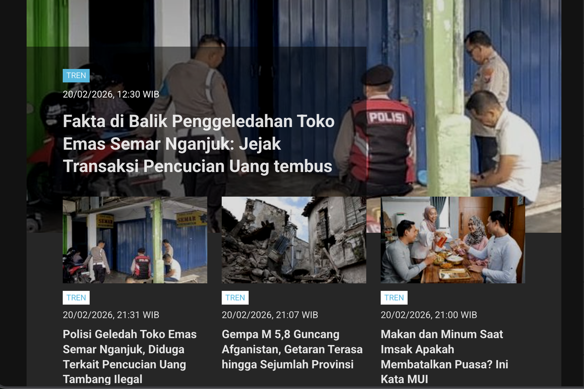 Toko Emas Nganjuk Digeledah, Misi Gaza, dan Ramadhan Jadi Tren Berita