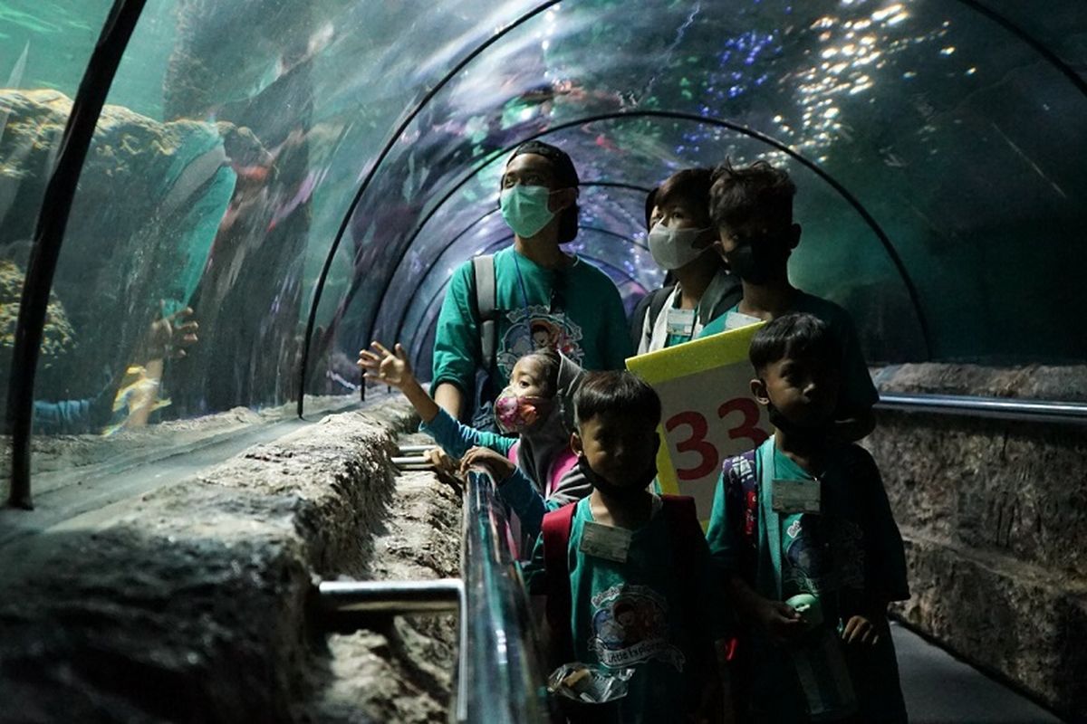 Dompet Dhuafa bersama dengan Dompet Dhuafa Volunteer (DDV) gelar kegiatan ?Little Explorer: Jelajah SeaWorld & Ocean Dream? di Ancol Jakarta, Minggu (7/8/2022) yang merupakan salah satu kegiatan untuk program anak yatim. 