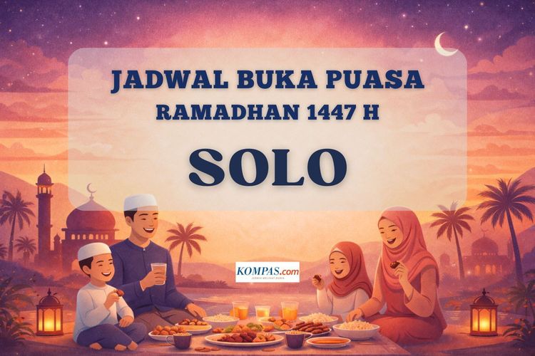 Jadwal buka puasa Ramadhan 2026 di Kota Solo hari ini.