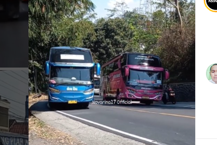 Aksi kepiawaian sopir bus PO Doa Ibu dan Primajasa Taklukan Jalur Selatan