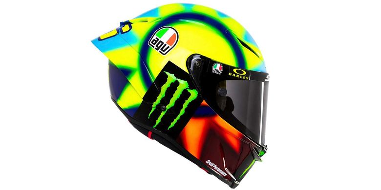 Desain helm Valentino Rossi untuk MotoGP 2021 dengan motif Soleluna terbaru
