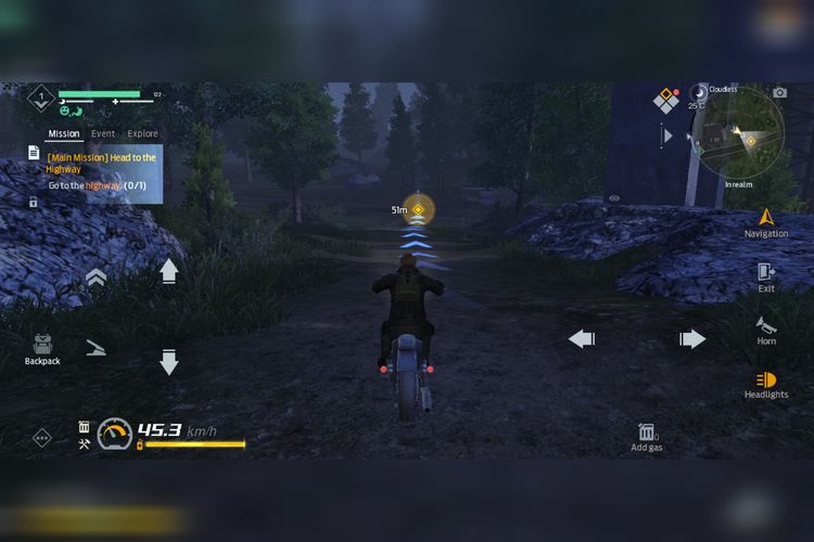 Ilustrasi naik motor di game Undawn.