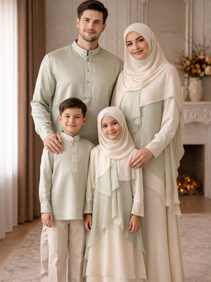 Tren baju lebaran keluarga sarimbit silk layer