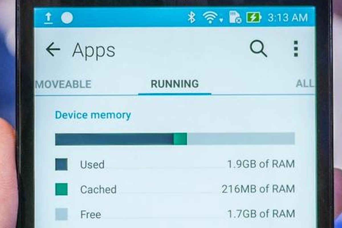 Ilustrasi tampilan menu RAM di smartphone.