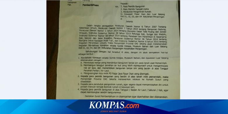 Ini Isi Surat Pemberitahuan Kepada Warga Luar Batang Halaman