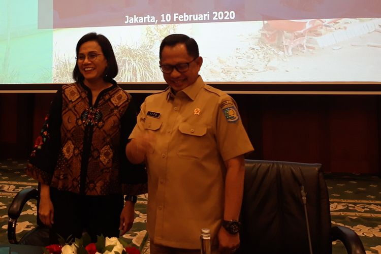 Menteri Keuangan Sri Mulyani Indrawati dan Menteri Dalam Negeri Tito Karnavian di Jakarta, Senin (10/2/2020).