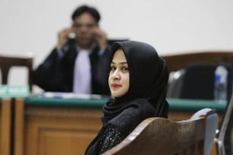 Istri muda Gubernur Sumut, Evy Susanti hadir di pengadilan Tipikor Jakarta untuk menjadi saksi, Kamis (17/9/2015).
