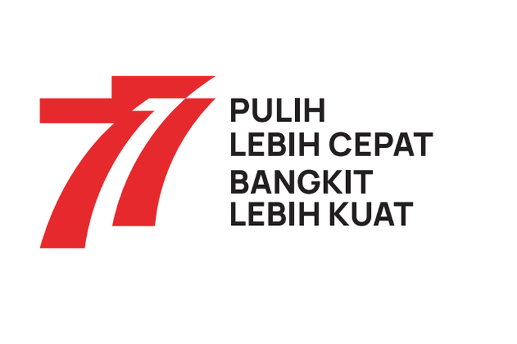 Logo HUT ke-77 RI 17 Agustus 2022 dengan tema Pulih Lebih Cepat, Bangkit Lebih Kuat. Membagikan ucapan HUT RI ke-77 ke media sosial bisa jadi bagian merayakan hari kemerdekaan.