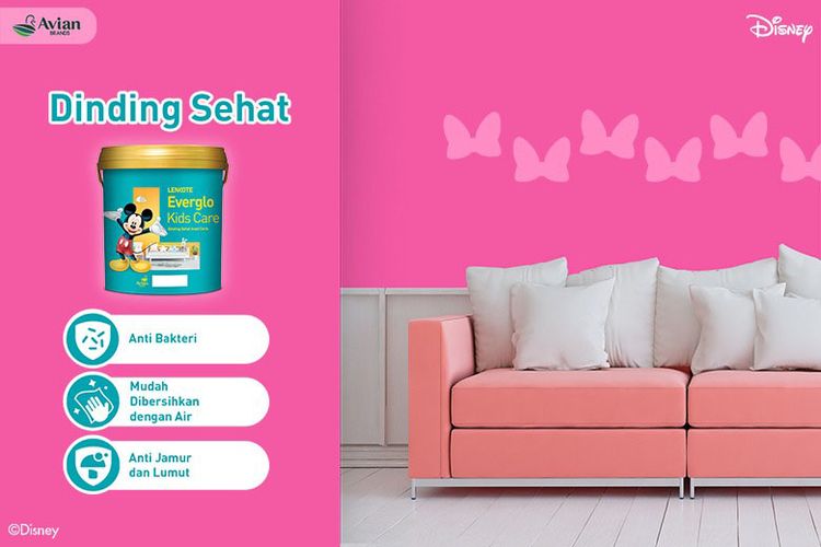 Cat Everglo Kids Care mengandung bahan anti bakteri dan mudah dibersihkan.