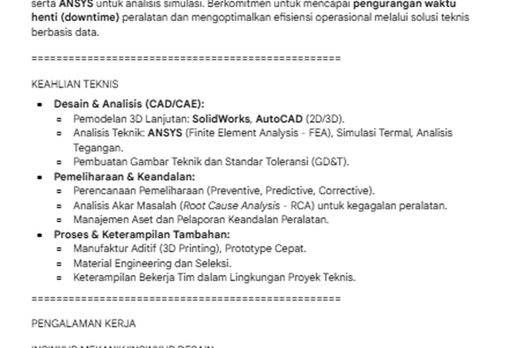 Hasil CV generated AI Mechanical Engineer (1)