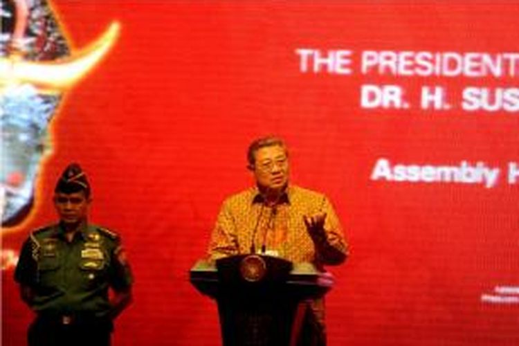 Presiden SBY menyampaikan sambutan pembukaan Inacraft 2014 di Jakarta Convention Center, Rabu (23/4) pagi. (foto: rusman/presidenri.go.id)