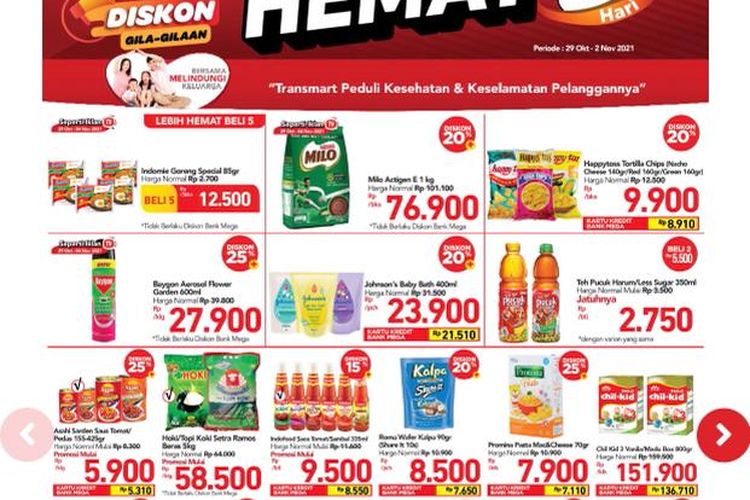 Katalog promo Transmart periode 29 Oktober-2 November 2021.