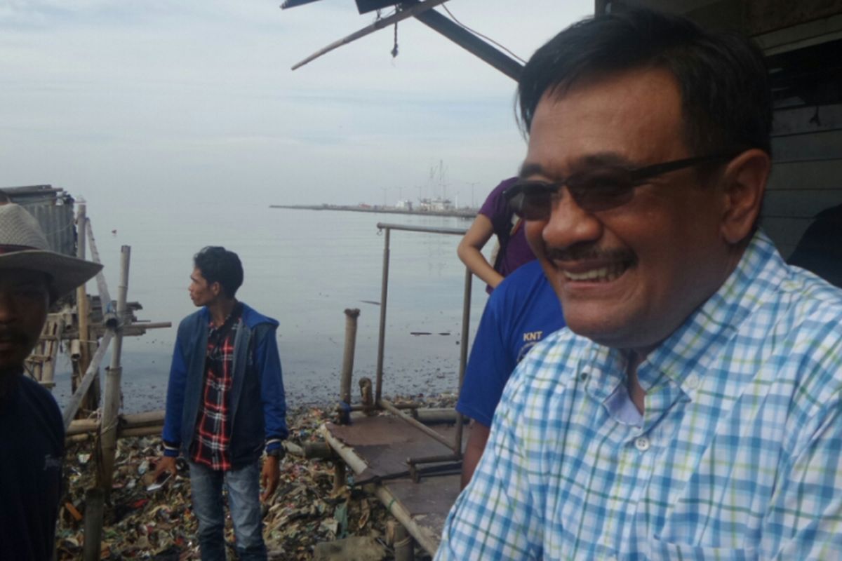 Cawagub DKI Jakarta Djarot Saiful Hidayat di Muara Angke, Kamis (23/3/2017). 