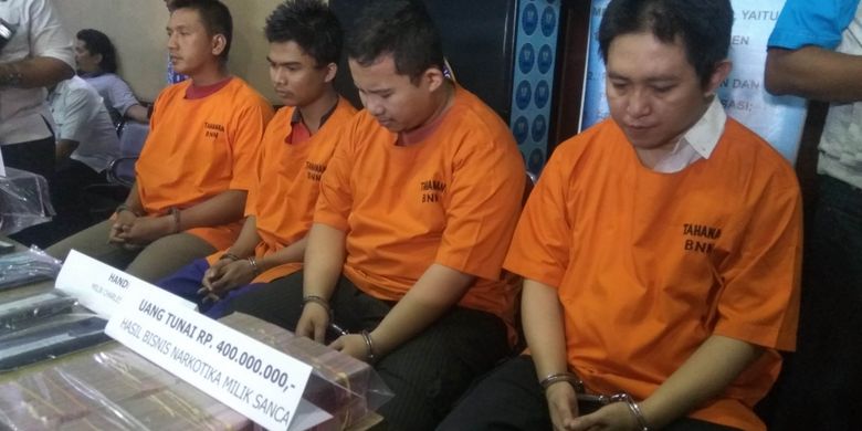 Kepala rutan Purworejo dan jaringan narkoba Sancai di dalam lapas di ungkap di BNN Jakarta, Rabu (17/1/2018)