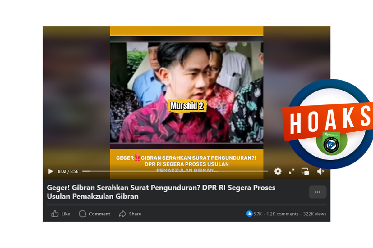 Hoaks Gibran Mundur dari Wapres, Video Lama Dipelintir