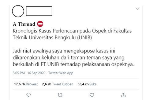 Viral, Unggahan Dugaan Kasus Perpeloncoan Ospek Online Universitas Bengkulu, Ini Cerita Lengkapnya