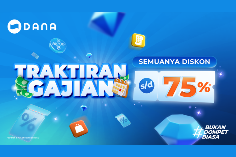 Saatnya belanja lebih hemat dengan promo Traktiran Gajian dari DANA! Nikmati diskon hingga 75 persen untuk belanja, top-up game, bayar tagihan, dan kebutuhan harian lainnya.