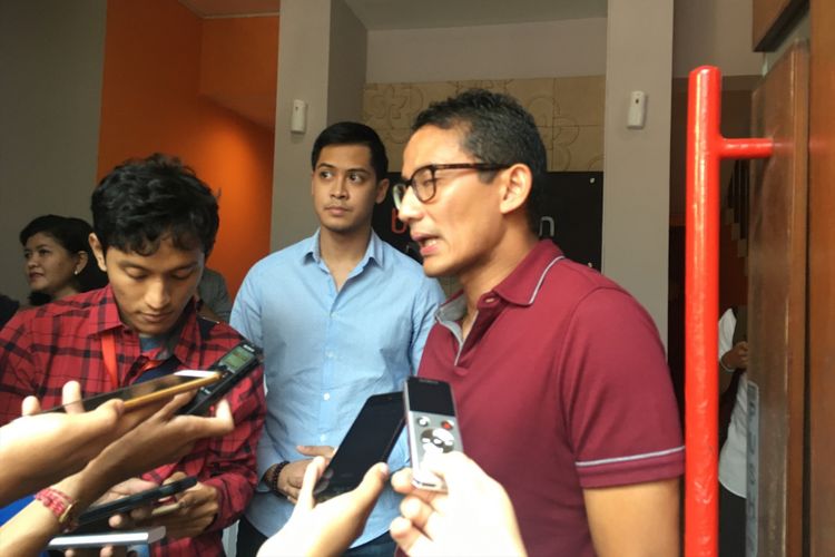 Calon wakil gubernur DKI Jakarta, Sandiaga Uno di Bubu Office Jakarta, Selasa (2/5/2017).