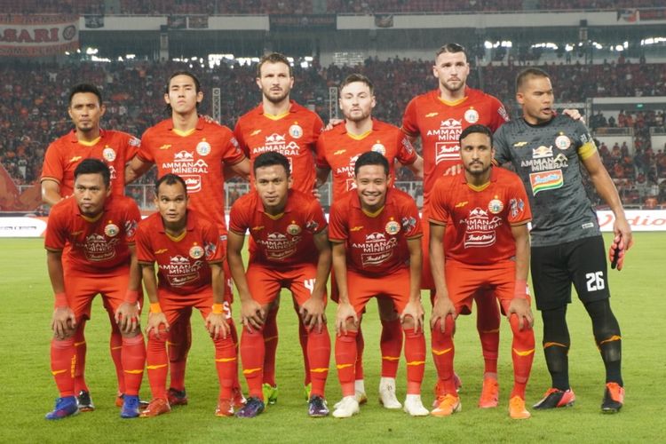 Foto Skuad Persija Jakarta 2019 dalam laga uji coba melawan Geylang International FC pada hari Minggu (23/2/2020).
