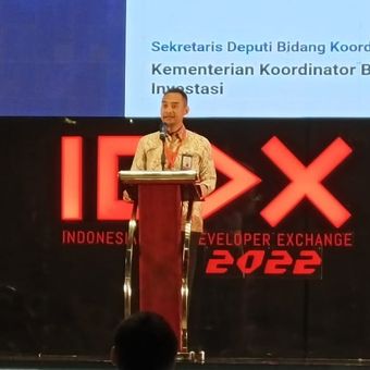 Sekretaris Diputi Bidang Pariwisata dan Ekonomi Kreatif, Kementerian Koordinasi Kemaritiman dan Investasi Rustam Efendi memberikan sambutan di acara IGDX 2022 yang berlangsung di Bali, Sabtu (15/10/2022).