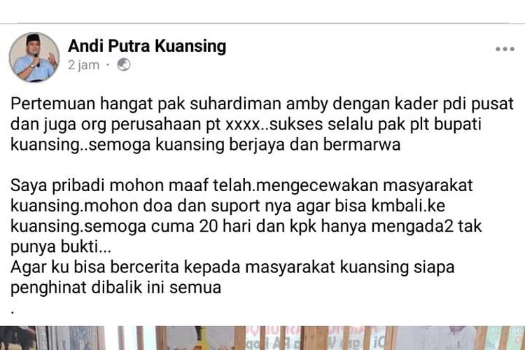 Postingan atas nama Bupati Kuansing Andi Putra