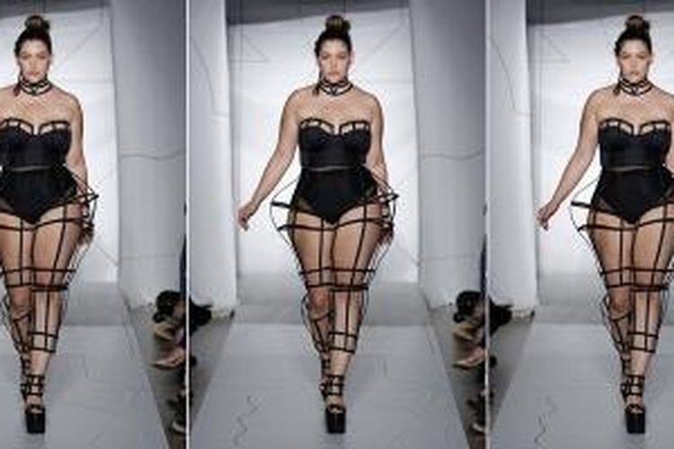 Denise Bidot, model bertubuh gemuk berhasil memperoleh peran sebagai model pembuka di New York Fashion Week 2015