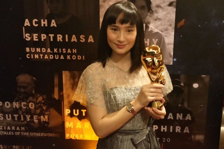 Tatjana Saphira saat menghadiri ajang Indonesia Movie Actors Awards 2018 di MNC Studio Tower II, Jakarta Barat, Rabu (4/7/2018) malam.