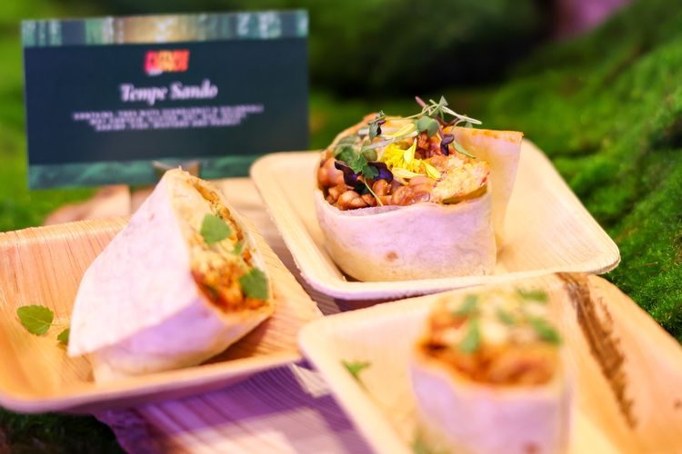 Appearance of Tempe Sando which is one of the food menus presented at the Future Menus Report 2024 at Marina Bay Sands, Singapore, Monday (24/10/2024).