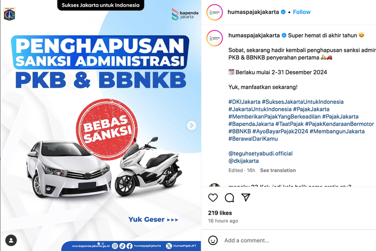 Pemutihan Pajak Kendaraan Bermotor Jakarta