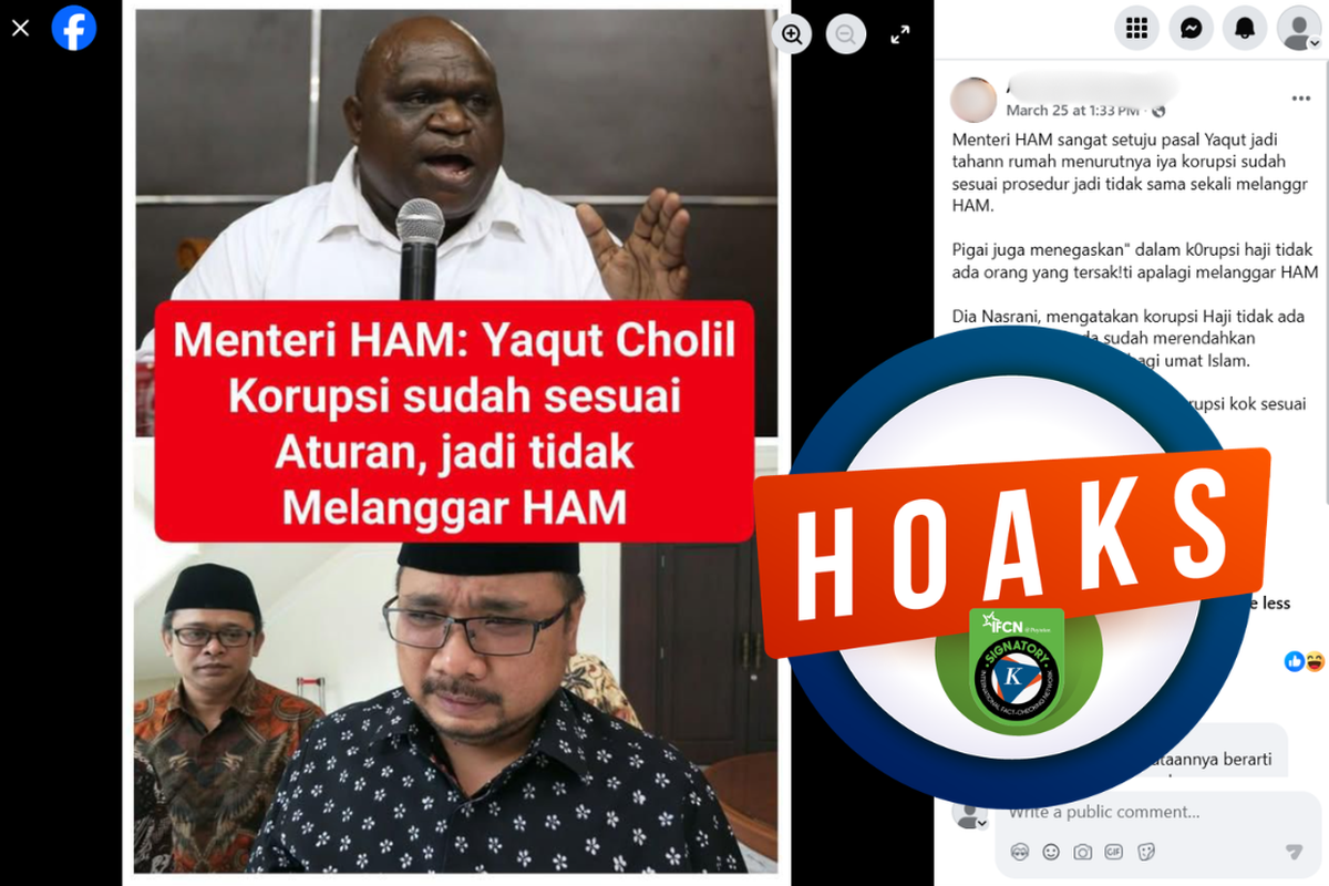 Natalius Pigai Diklaim Sebut Korupsi Kuota Haji Yaqut Bukan Pelanggaran HAM