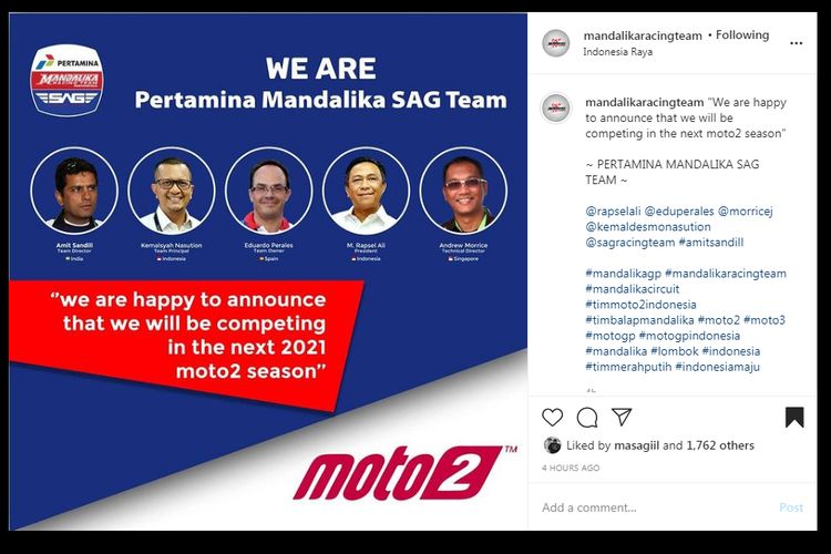 Mandalika Racing Team bekerja sama dengan SAG Racing Team