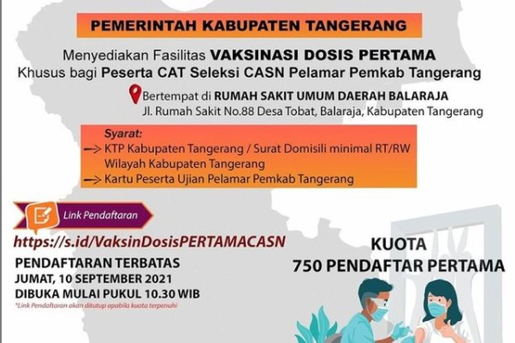 Pemerintah Kabupaten Tangerang memberi fasilitas tes swab antigen gratis untuk peserta Seleksi Kompetensi Dasar (SKD) Calon Pegawai Negeri Sipil (CPNS) Pemkab Tangerang 2021.